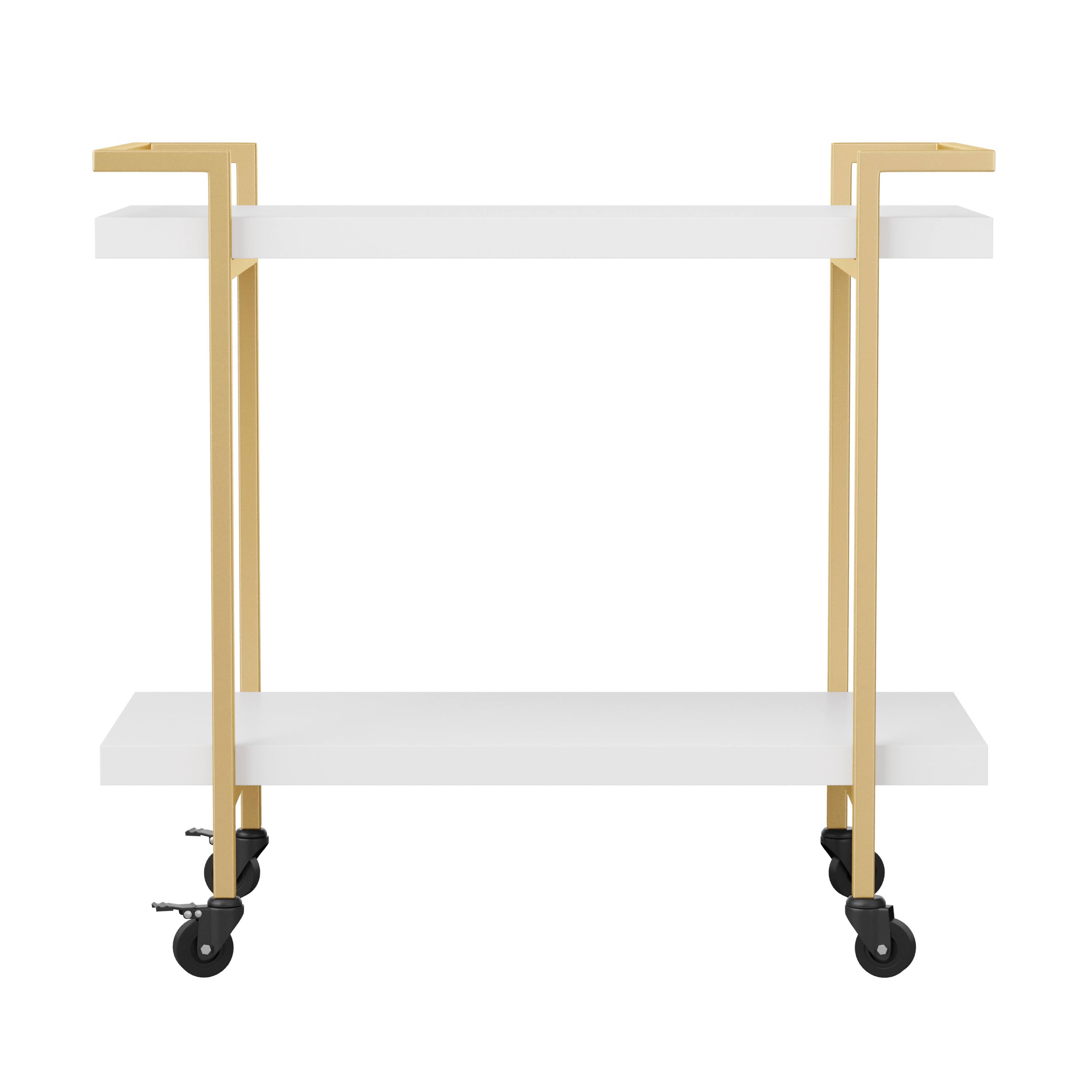 Alt View 20. Martha Stewart - Liam Mobile 2 Tier Printer Cart with Side Storage - White/Polished Brass Frame.