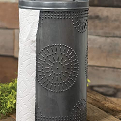 BreeBe - Antiqued Tin Punched Paper Towel Dispenser - Gray