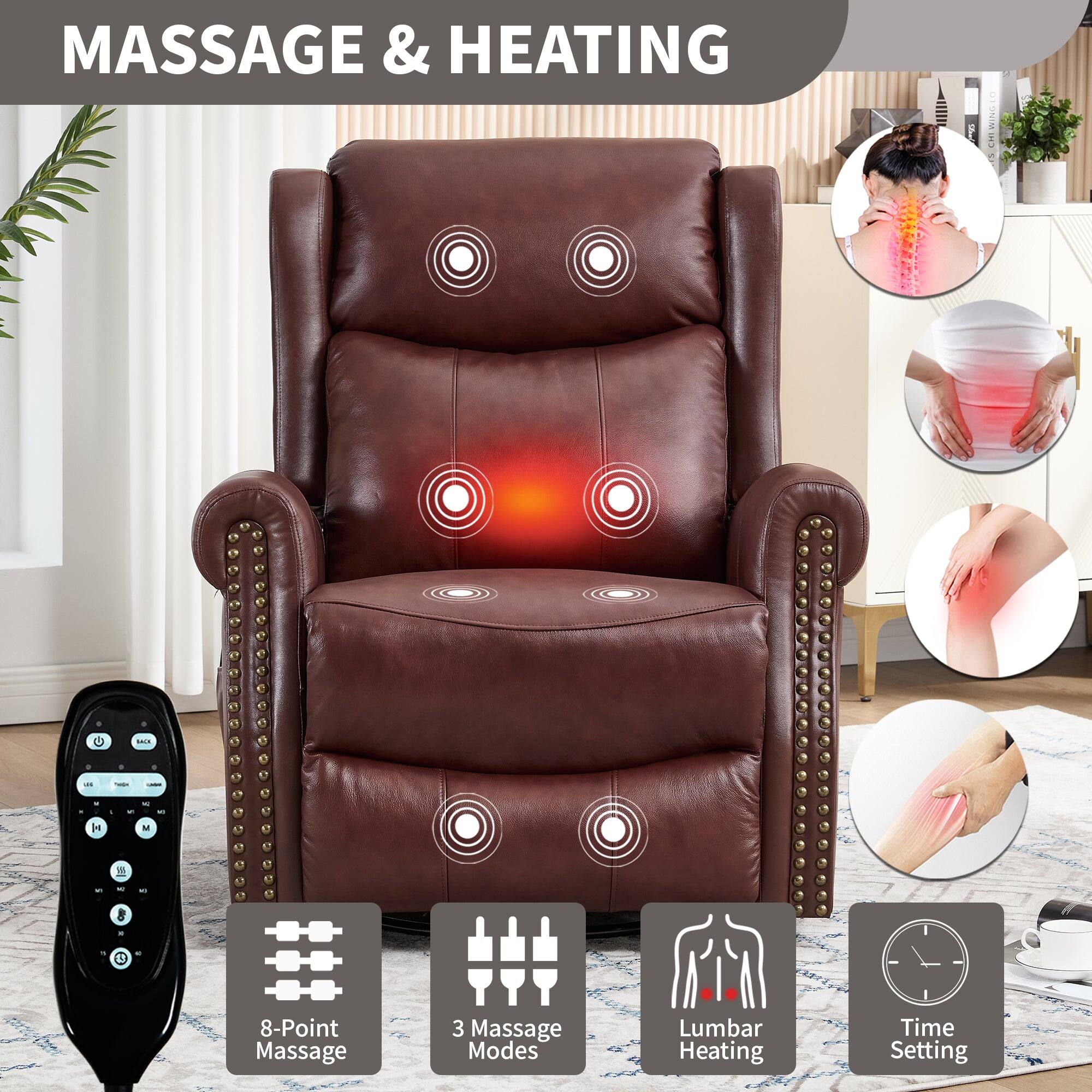 MASSAGE & HEATING

- 8-Point Massage
- 3 Massage Modes
- Lumbar Heating
- Time Setting