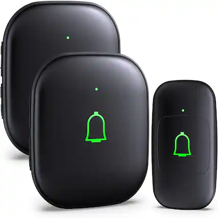 Front. Schertz - IP66 Waterproof 1000-foot Doorkit Wireless Doorbell with Two Receivers - Black.