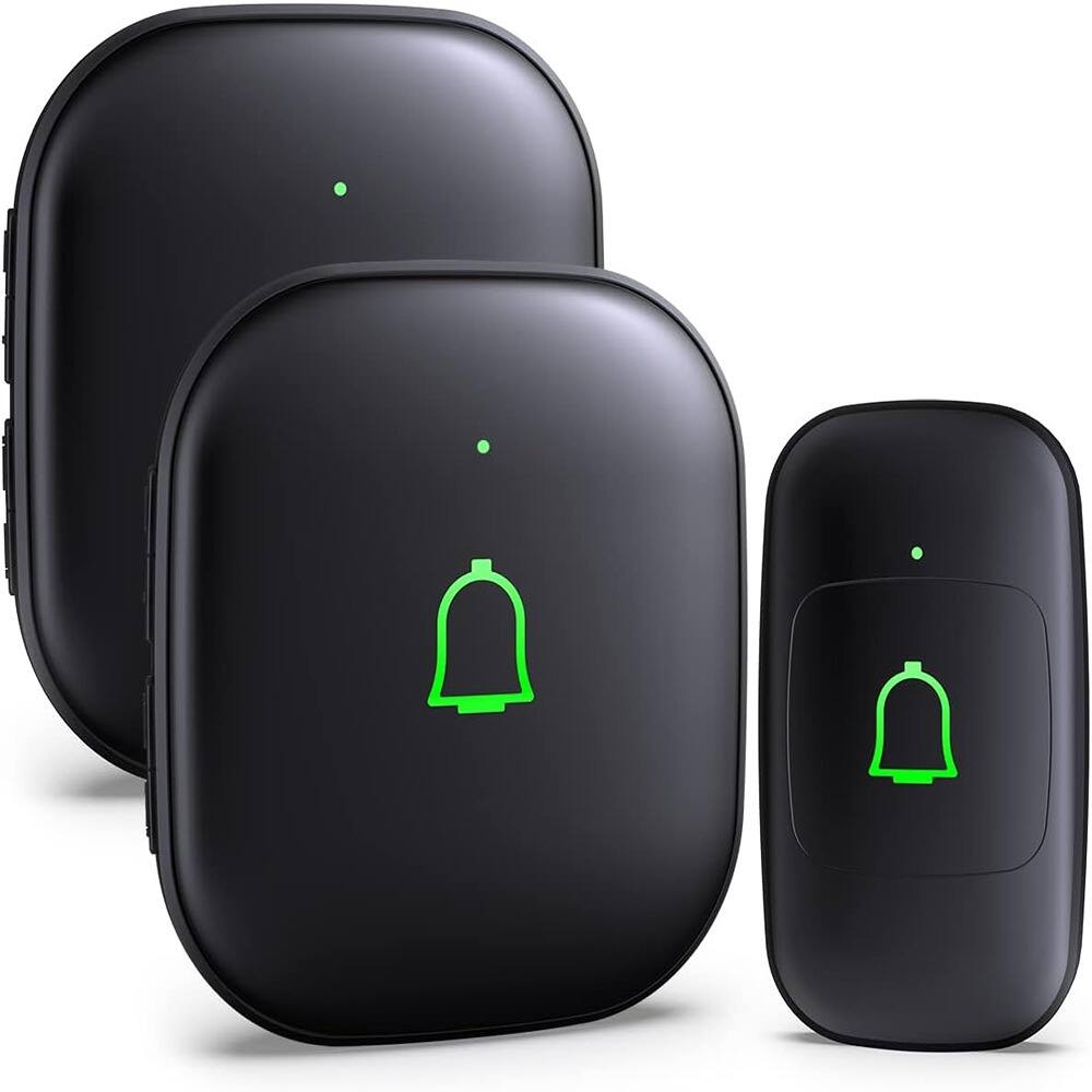Front. Schertz - IP66 Waterproof 1000-foot Doorkit Wireless Doorbell with Two Receivers - Black.