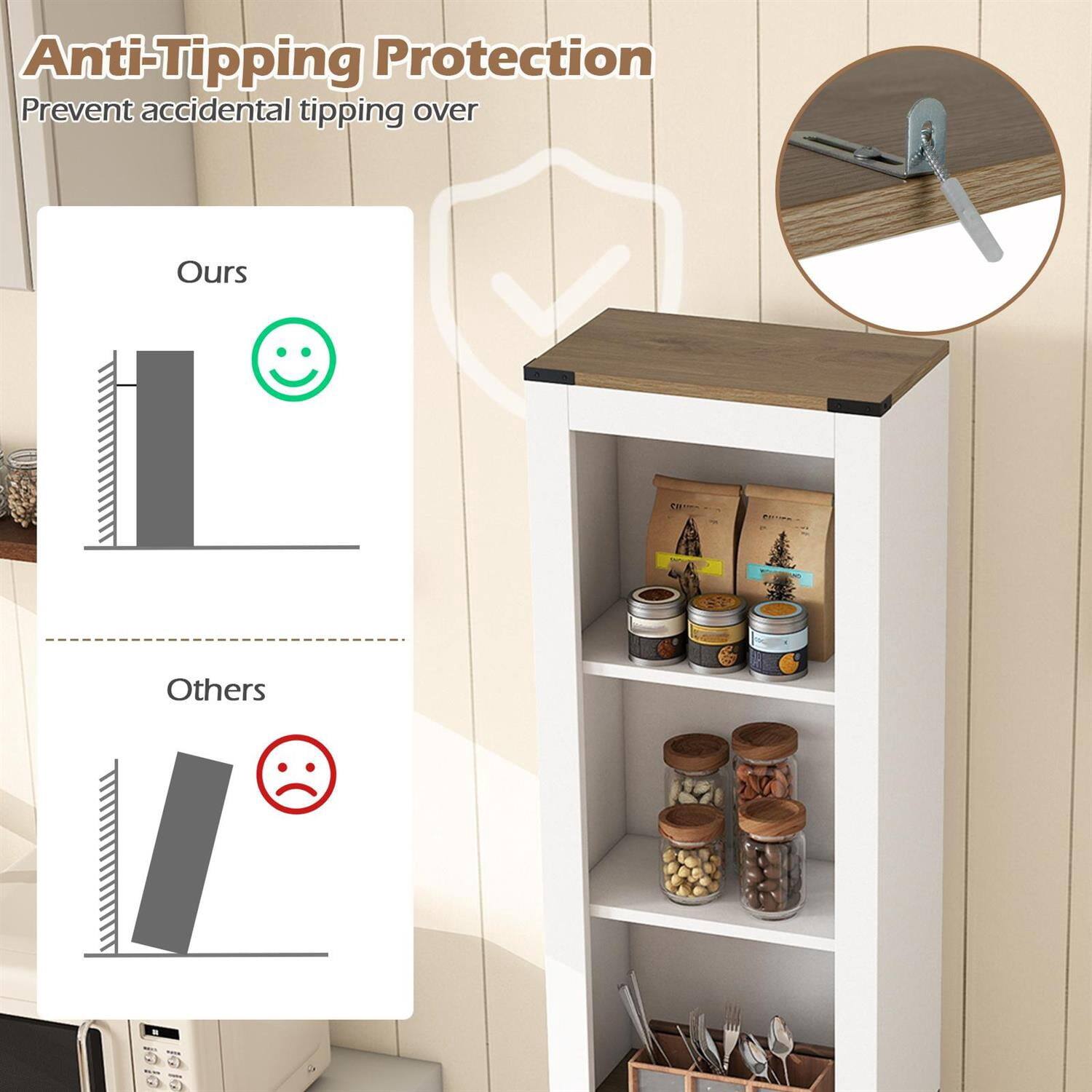 Anti-Tipping Protection  
Prevent accidental tipping over  

Ours  
Others