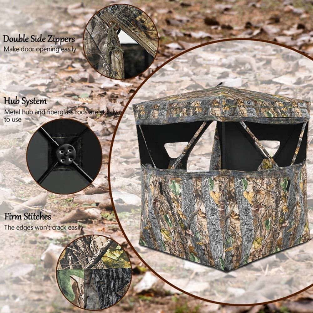 Double Side Zippers  
Make door opening easily  

Hub System  
Metal hub and fiberglass rods are sturdy to use  

Firm Stitches  
The edges won't crack easily