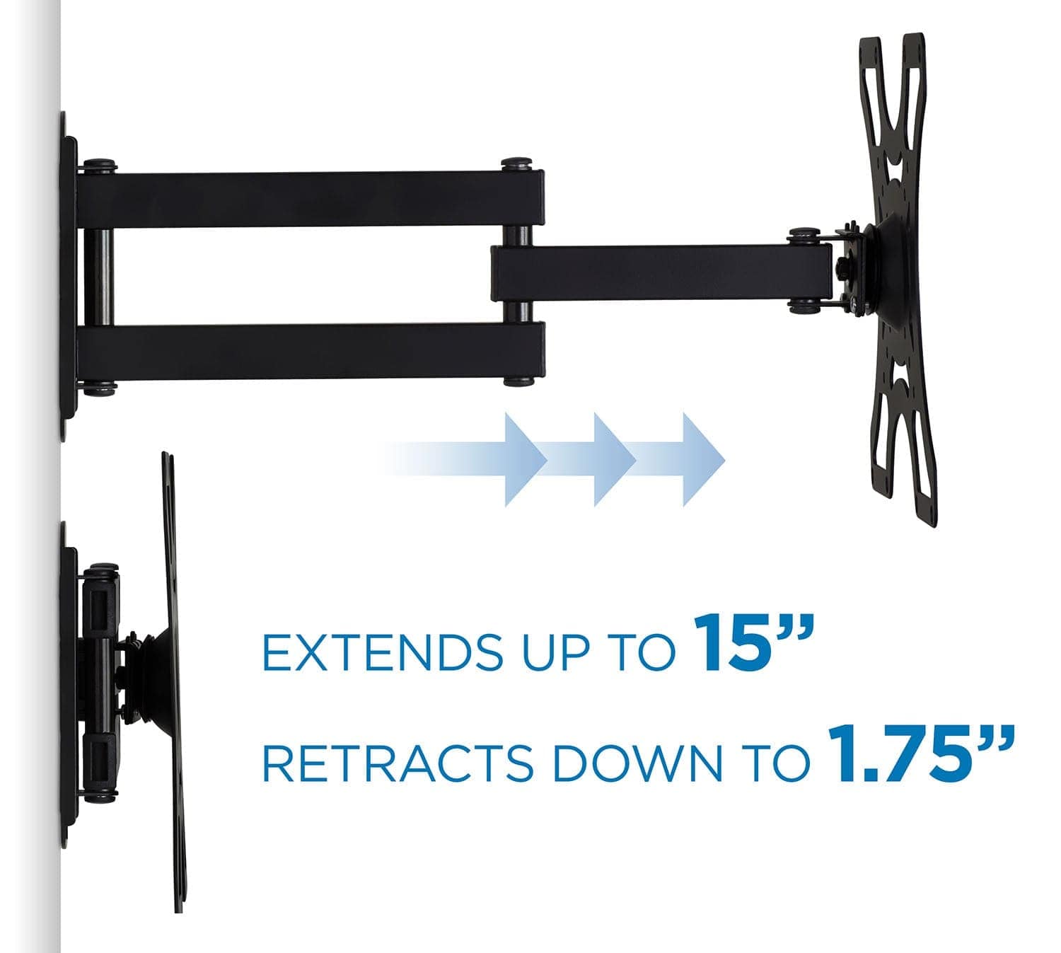 EXTENDS UP TO 15"  
RETRACTS DOWN TO 1.75"