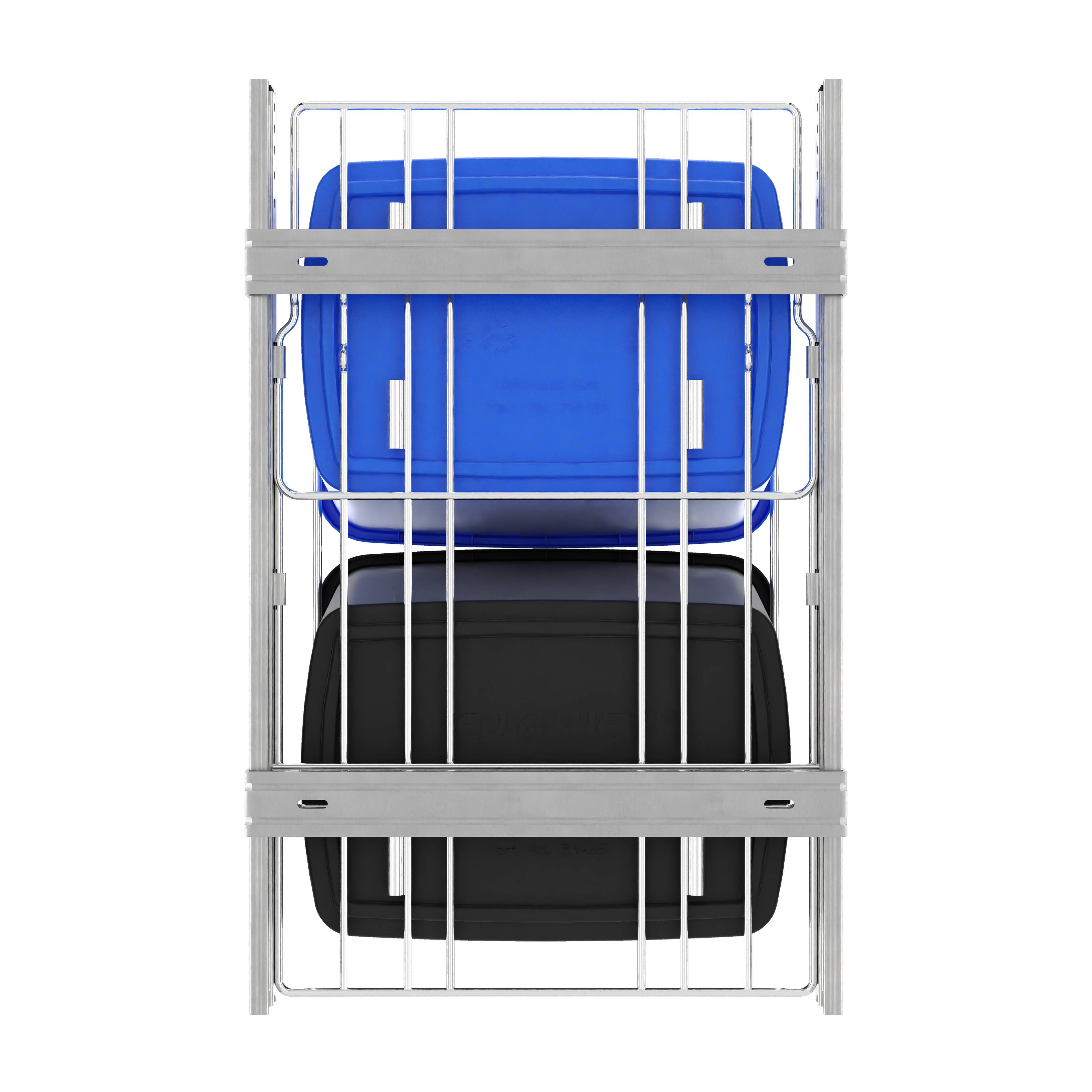 Alt View 7. Rev-A-Shelf - Rev-A-Shelf Double Pullout Trash Can 35 qt. for Kitchen, RV-18KD-2218C-S - Blue/Black.