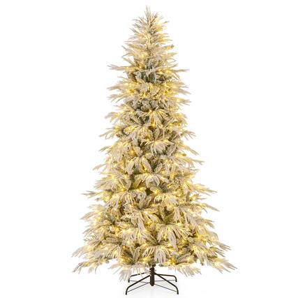 Front. Gymax - Gymax 8 FT Artificial Christmas Tree w/1108 PE PVC Branch Tips & 450 LED Lights - Green, White.
