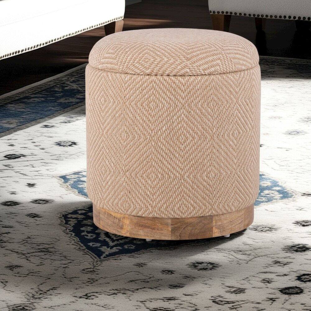 Back. Carolina Chair & Table - Handwoven Hesperus Diamond Juste Storage Ottoman - Natural Jute.