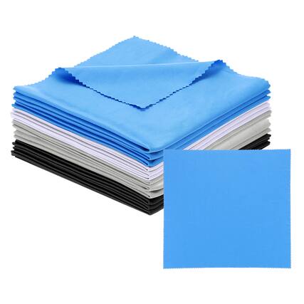 Front. Unique Bargains - Eyeglass Microfiber Cleaning Cloth 12"x12", 12pcs Soft Wipe for Lens, Eyeglasses, Screens - 4 Colors.