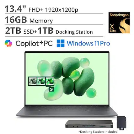 13.4" FHD+ 1920x1200p
16GB Memory
2TB SSD + 1TB Docking Station
Snapdragon X Elite
Copilot+PC
Windows 11 Pro
*Docking Station Included