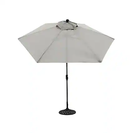Front. Four Seasons Courtyard - Four Seasons Courtyard Palermo Market Patio Umbrella with Push Button Tilt, Gray - Gray.