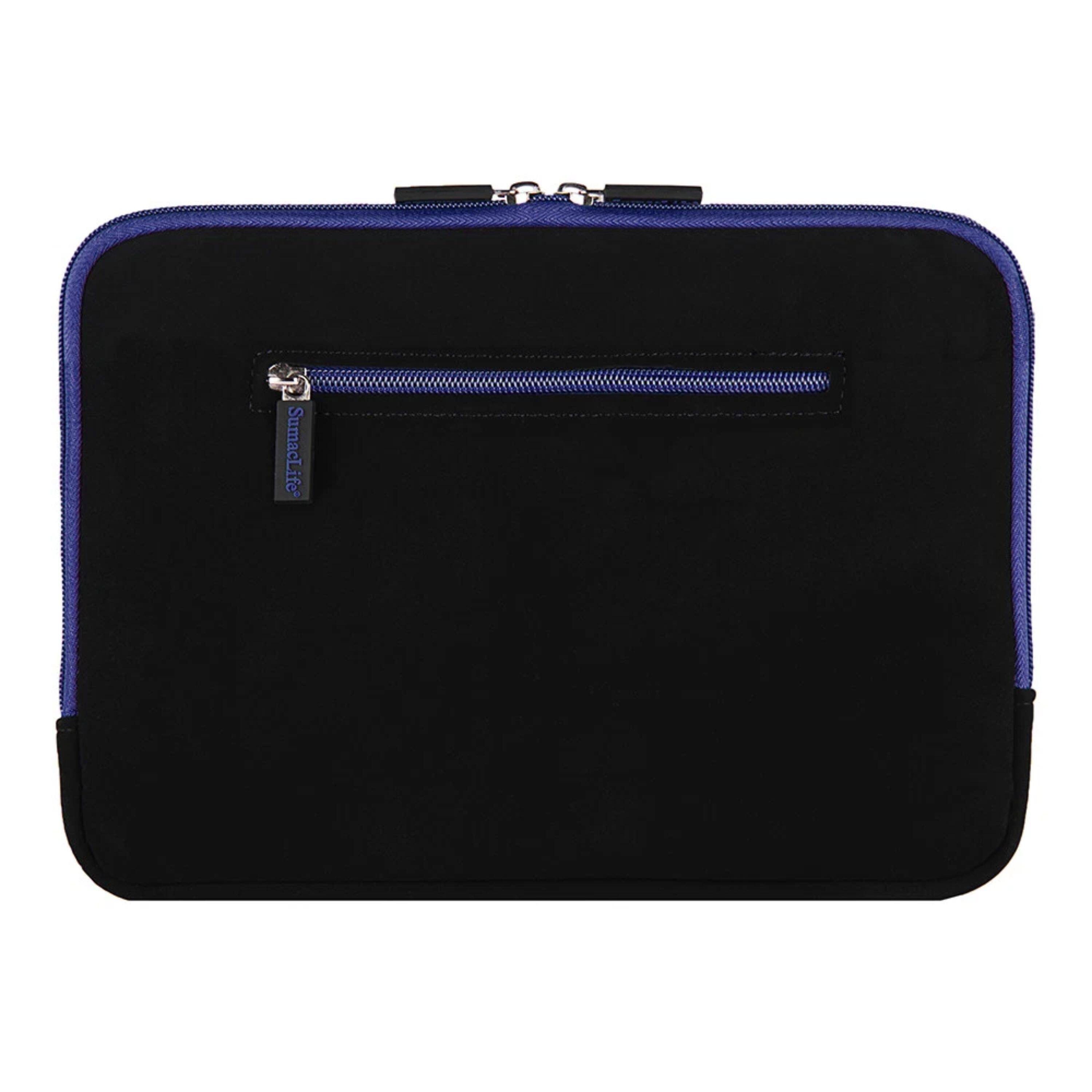 Angle. Kitcheniva - Microsuede Sleeve Case Cover Bag For 15" Laptop Black/Blue - Black/Blue Trim.