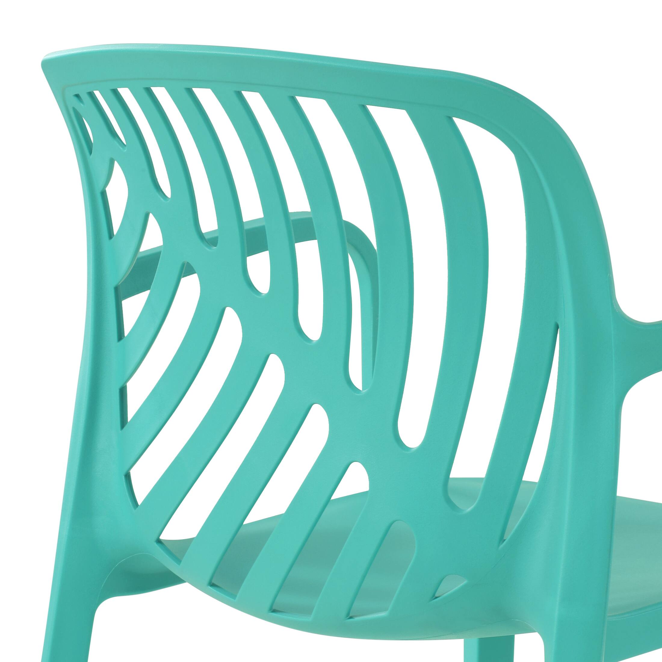 Alt View 6. WestinTrends - WestinTrends Playa 5-Piece Outdoor Resin Round Patio Dining Table Set with Modern Stackable Patio Dining Chairs - Turquoise.
