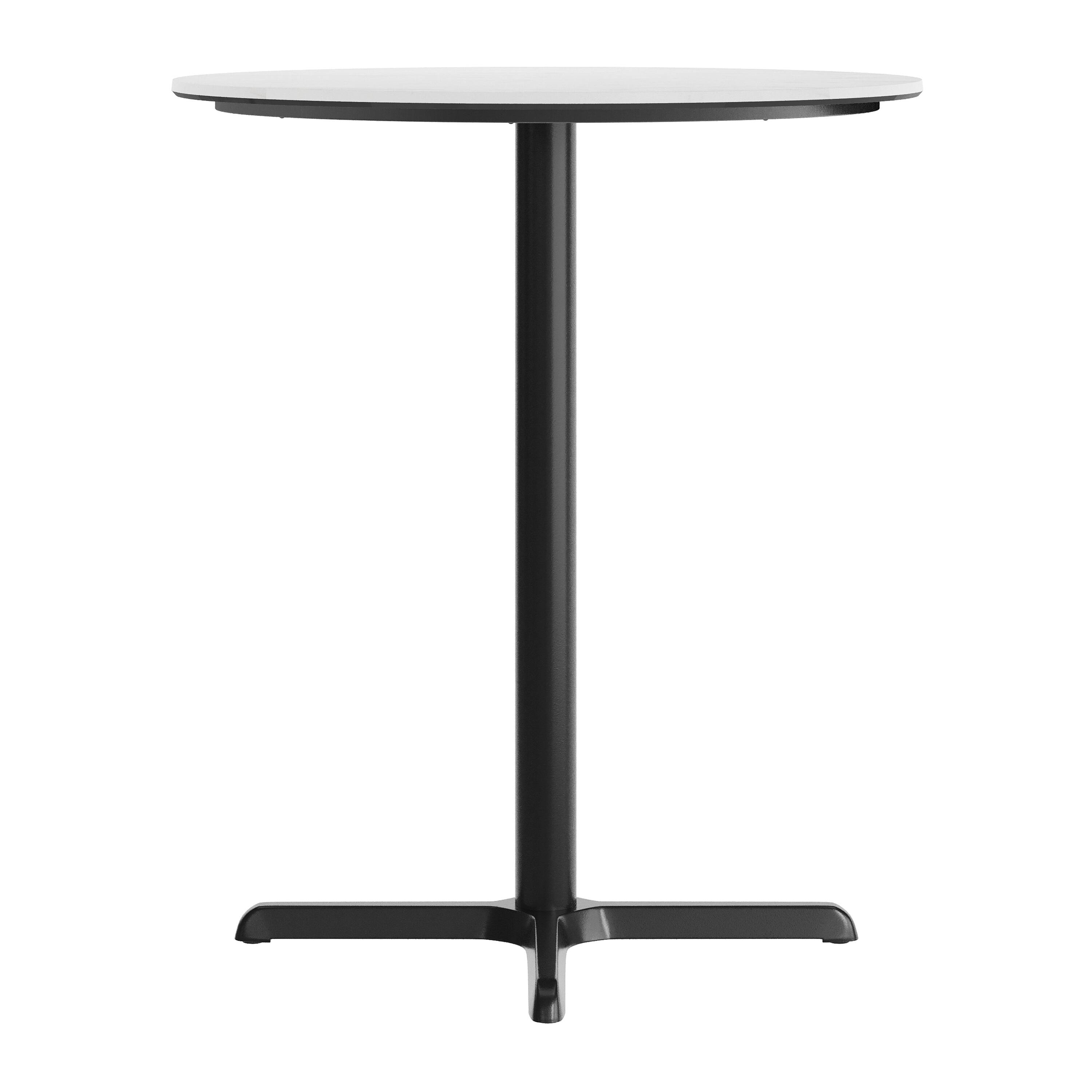 Alt View 7. Emma + Oliver - PureShield Tabletop with Seam-Free Surface Innovation and Bar Height Base - White Faux Marble/Black Base.