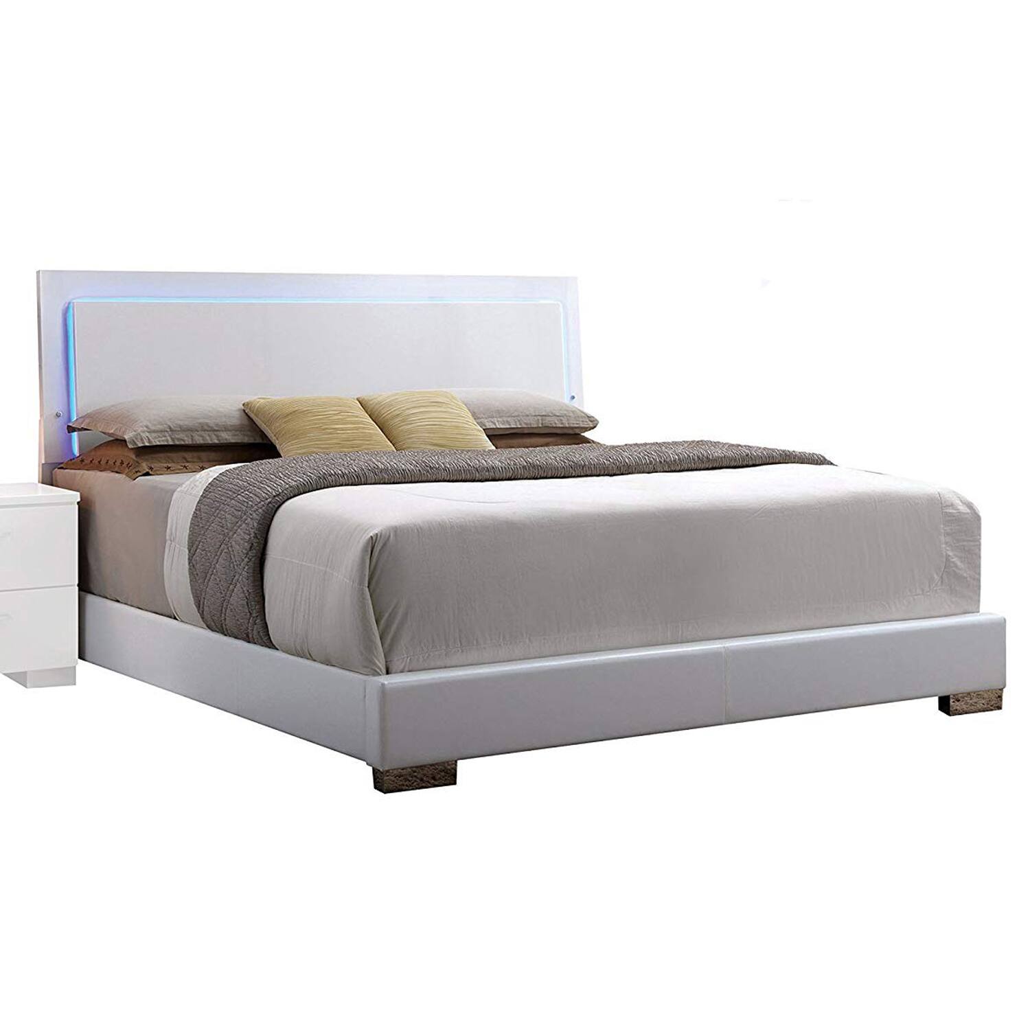 Manhattan Lane - Contemporary Style Queen Size Wooden Panel Bed with Headboard, White - White