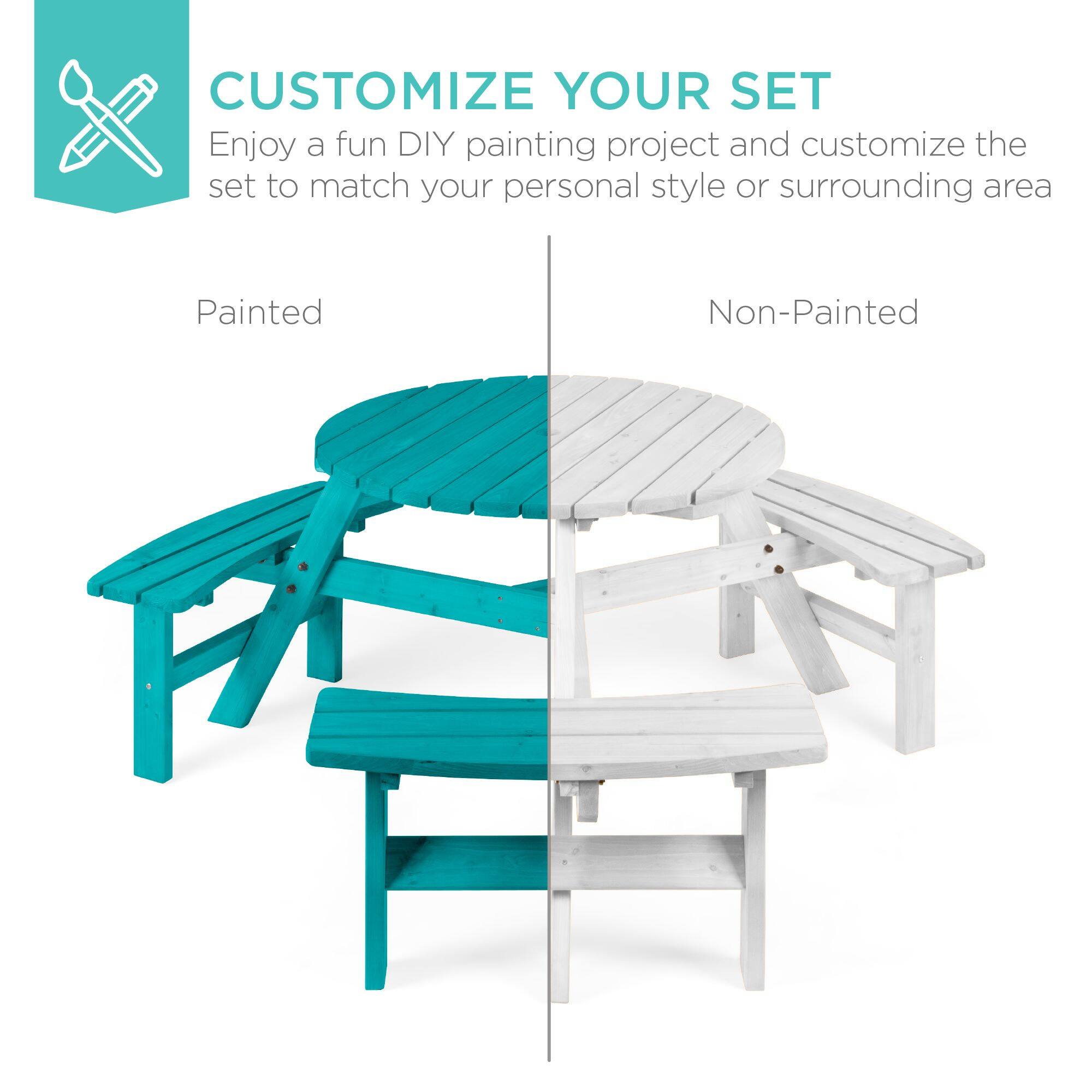 CUSTOMIZE YOUR SET  
Enjoy a fun DIY painting project and customize the set to match your personal style or surrounding area  

Painted  
Non-Painted