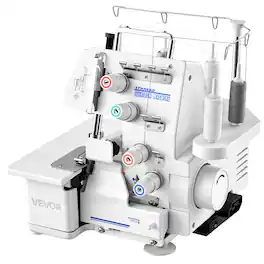 VEVOR - Serger Overlock Sewing Machine, 1250 Stitches Per Minute, 3 and 4 Thread Capability, with LED Light - White