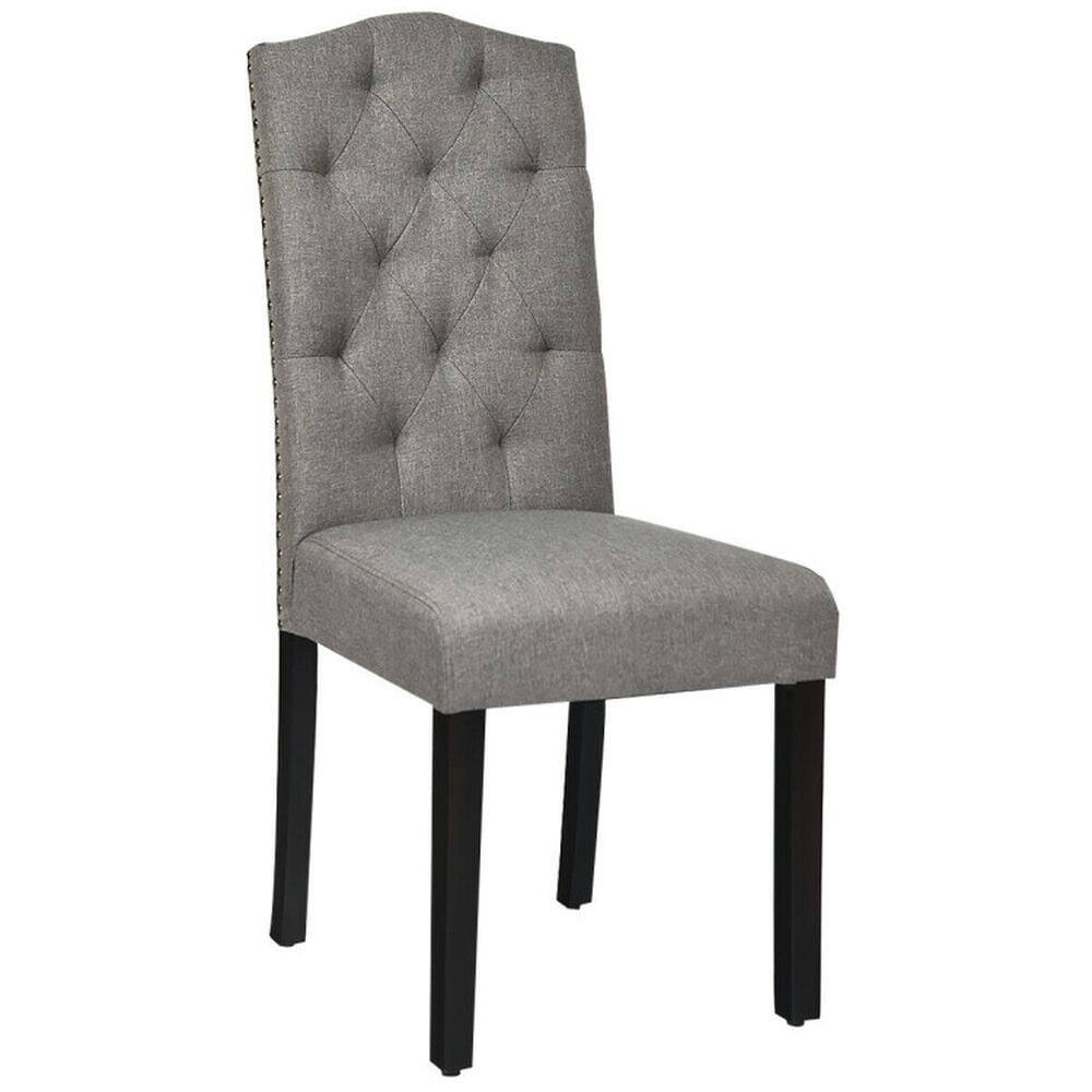 Back. Kadyn - Dining Chairs, Kitchen Chairs Trattoria Chairs,Set of 2 Tufted Upholstered Dining Chairs-Gray - Gray.
