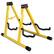 Front. 5 CORE - Double Guitar Stand A Frame Shape w Foam Arms Supports Acoustic Electric Bass Ukulele Banjo - Yellow.