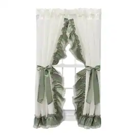 Ellis Curtain - Madelyn Ruffled Victorian Priscillas 1.5" Rod Pocket Curtain Panel 100" x 72" - Sage