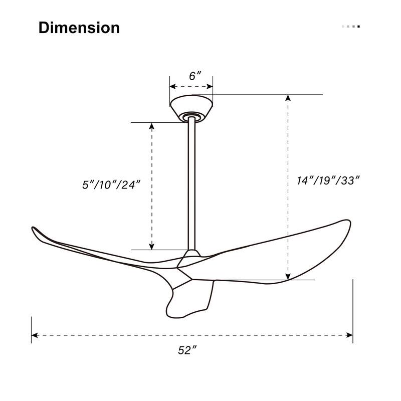 Dimension

- 6"
- 5"/10"/24"
- 14"/19"/33"
- 52"