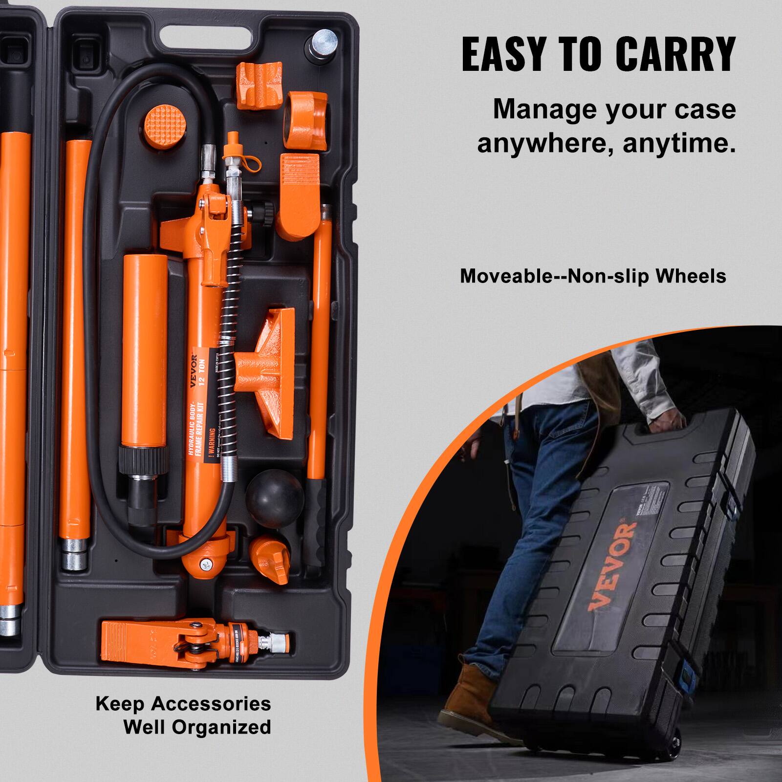 EASY TO CARRY  
Manage your case anywhere, anytime.  

Moveable--Non-slip Wheels  

Keep Accessories Well Organized