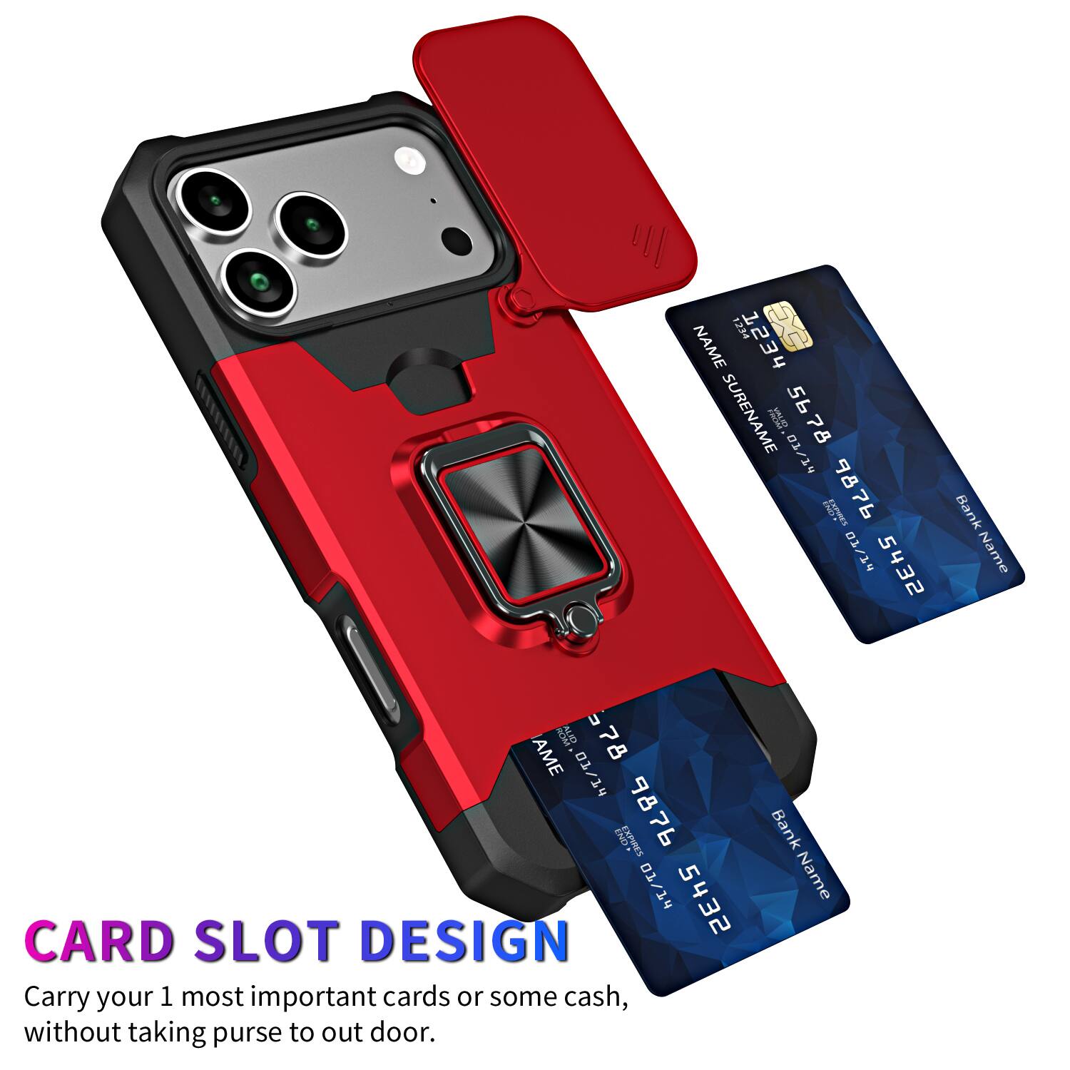PECE HESS  
NAME SURENAME  
T/ 5678 1 9876  
T/ 5432  
Bank Name  
AME N 78 01/14  
CN3 S 9876  
hT/T 5432  

CARD SLOT DESIGN  
Carry your 1 most important cards or some cash, without taking purse to out door.