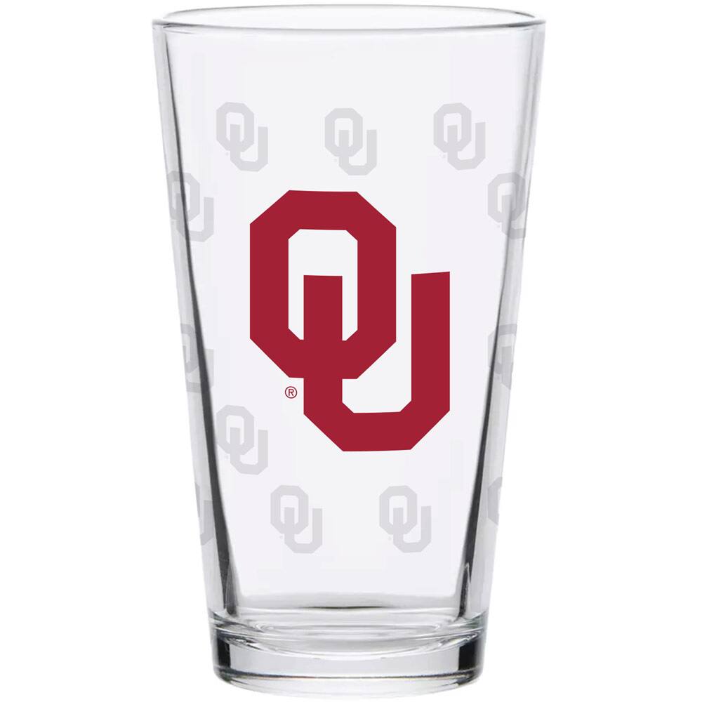 Alt View 1. Indigo Falls - Oklahoma Sooners 16oz. Repeat Alumni Pint Glass - Multicolor.