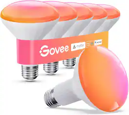 Govee - BR30 Smart Light Bulbs, WiFi RGBWW Color Changing Flood Light Bulbs, 850 Lumen (6pack)