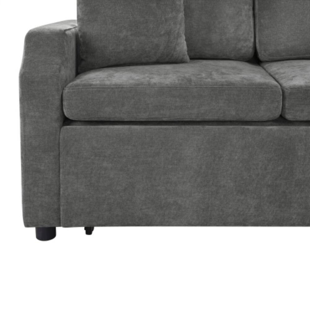 Alt View 2. LUCKY ONE - 81.9" L-Shaped Sectional Sofa Bed w/ Pull-Out Sleeper & Hidden Storage Compartment - Gray.