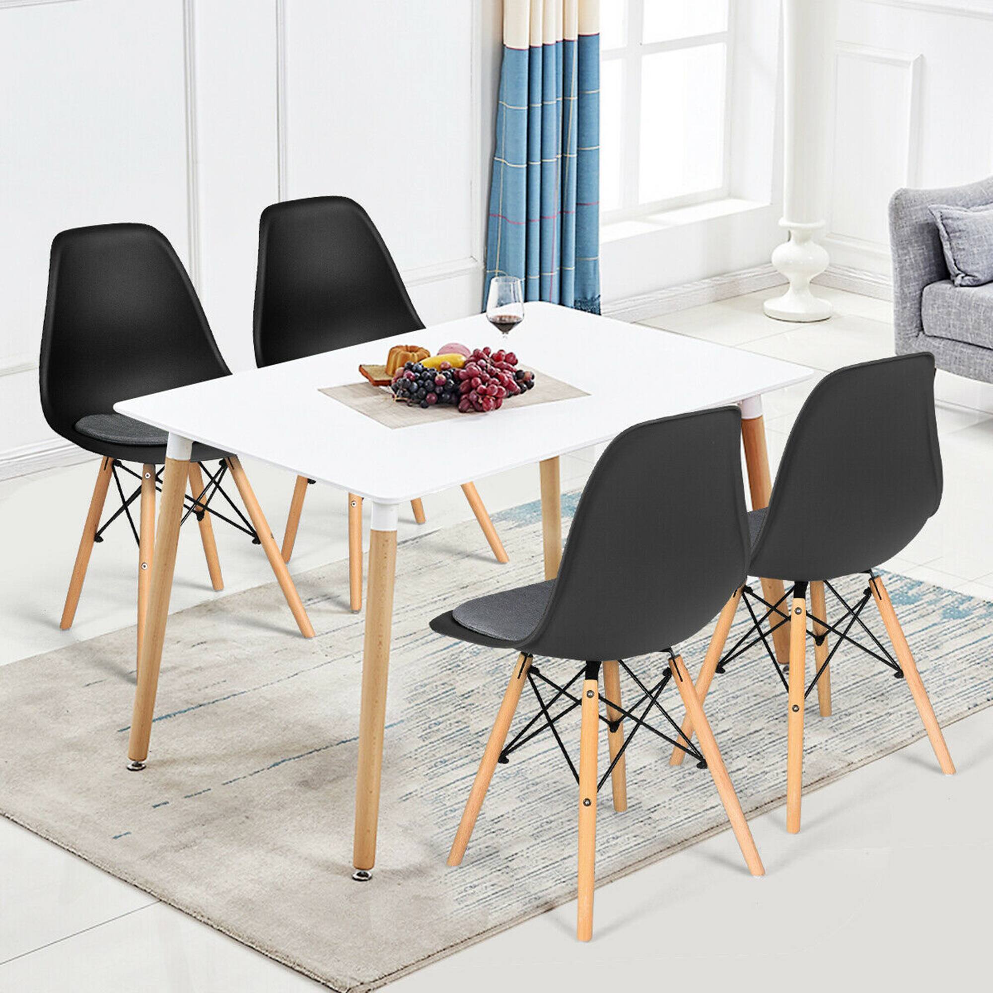 Alt View 2. Gymax - Gymax 4PCS Dining Chair Mid Century Modern DSW Chair Furniture W/ Linen Cushion Black - Black.