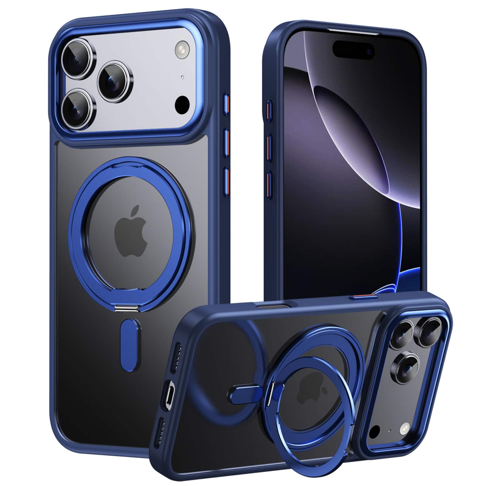 UUCOVER - For Apple iPhone 17 Pro Max Frosted Case with Rotatable Magnetic Ring Stand MagSafe Compatible Matte Shockproof Cover - Blue price history on PriceWatchPro