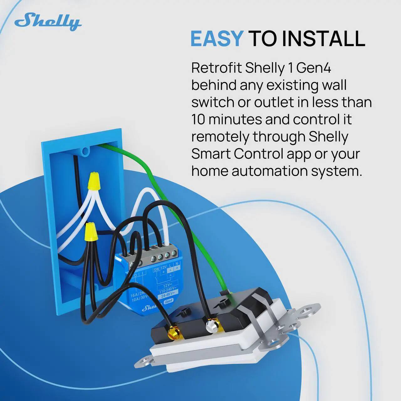 Shelly 1 Gen4 | 16A Dry Contact Smart Relay (Wi Fi, Matter