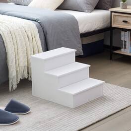 Kings Brand Furniture - Darien 3 Step Wood Step Stool for Adults or Kids, Dog Stairs - White