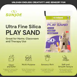 Sun Joe - Ultra Fine Silica Play Sand for Sandboxes and Sensory Tables, 50 lbs, PLYSAND50 - Natural beige