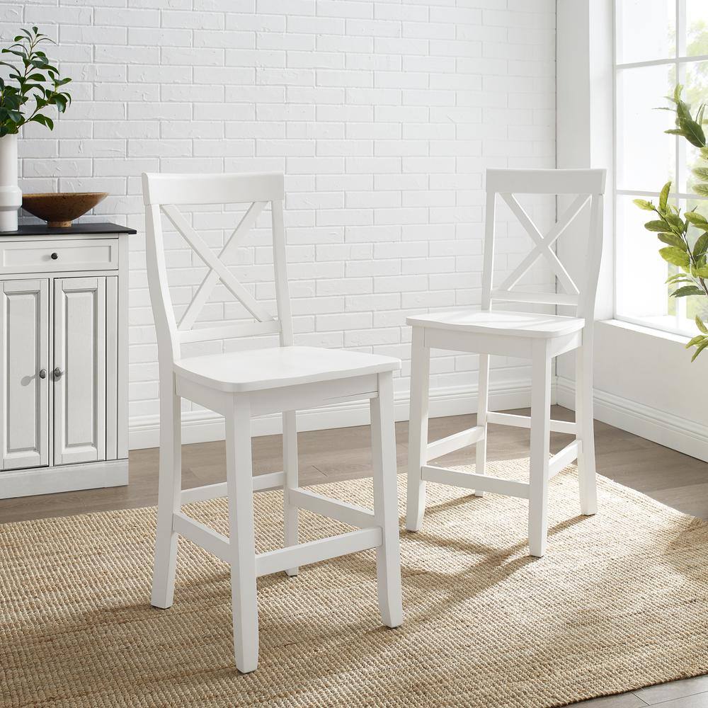 Alt View 4. Crosley Furniture - X-Back 2-Piece Counter Height Bar Stool Set - 2 Stools - White.