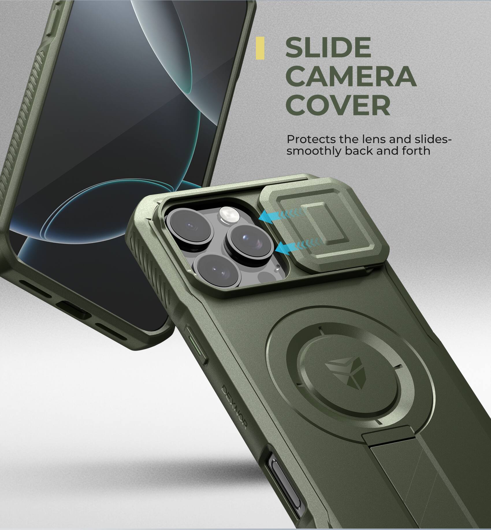 I SLIDE CAMERA COVER Protects the lens and slides- smoothly back and forth DEMNOR