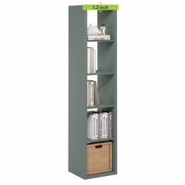 Furinno - CUBICLE 5-Cube Vertical Thick Frame Bookshelf, Reversible Bookcase with Open Back, for Living Room, Bedroom, Home Office - Sage Green