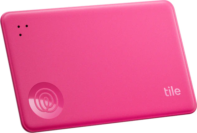 Front. Tile by Life360 - Life360 Tile Slim Wallet Finder, Bluetooth Tracker & Item Locator for Luggage. iOS & Android Compatible. 1-Pack - Pink Punch.