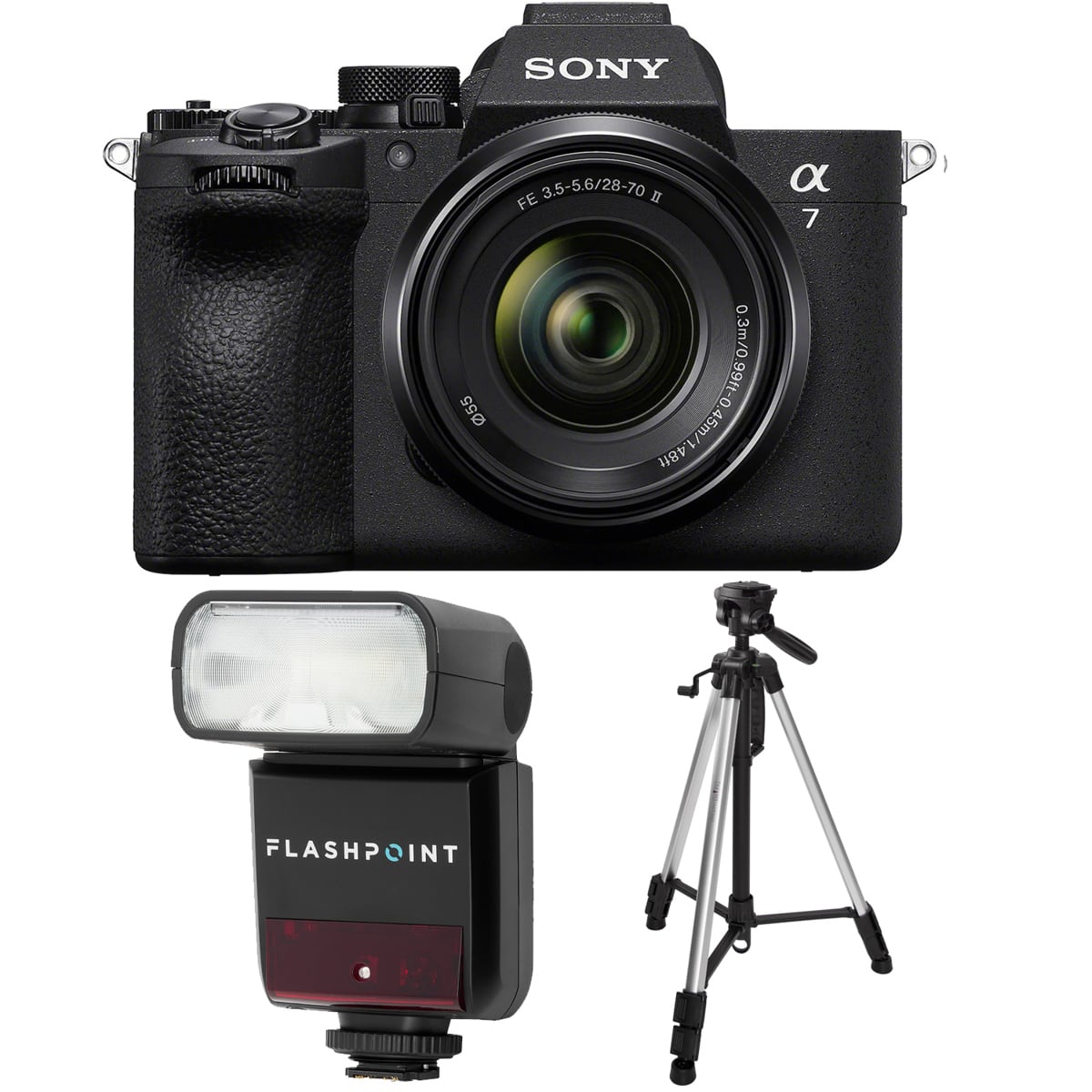 Bundle - Sony - Alpha a7 V Mirrorless Camera with FE 28-70mm f/3.5-5.6 OSS II Lens, with Zoom-Mini TTL R2 Flash, Tripod with