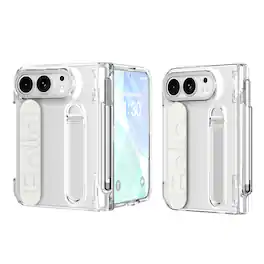 Dteck - For Apple iPhone Duo Case with Screen Protector, Heavy Duty Shockproof Cover with Stylus Pen Holder Wristband Kickstand - Clear