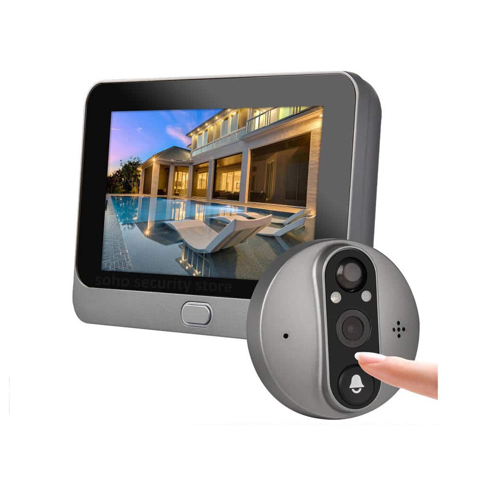 Cluzine - Smart Video Doorbell 1080P WiFi Wide Angle PIR Motion Detection Two-Way Intercom Camera with Screen