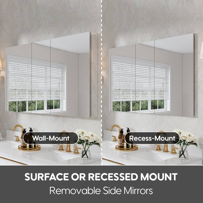 Wall-Mount  
Recess-Mount  

SURFACE OR RECESSED MOUNT  
Removable Side Mirrors
