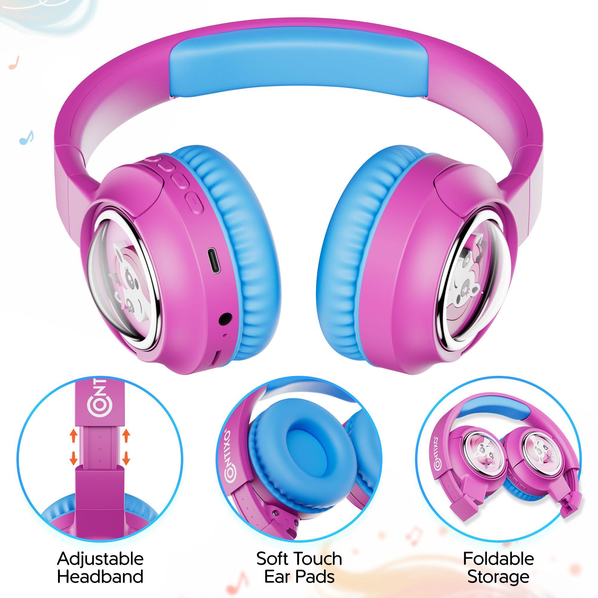 Adjustable Headband, Soft Touch Ear Pads, Foldable Storage