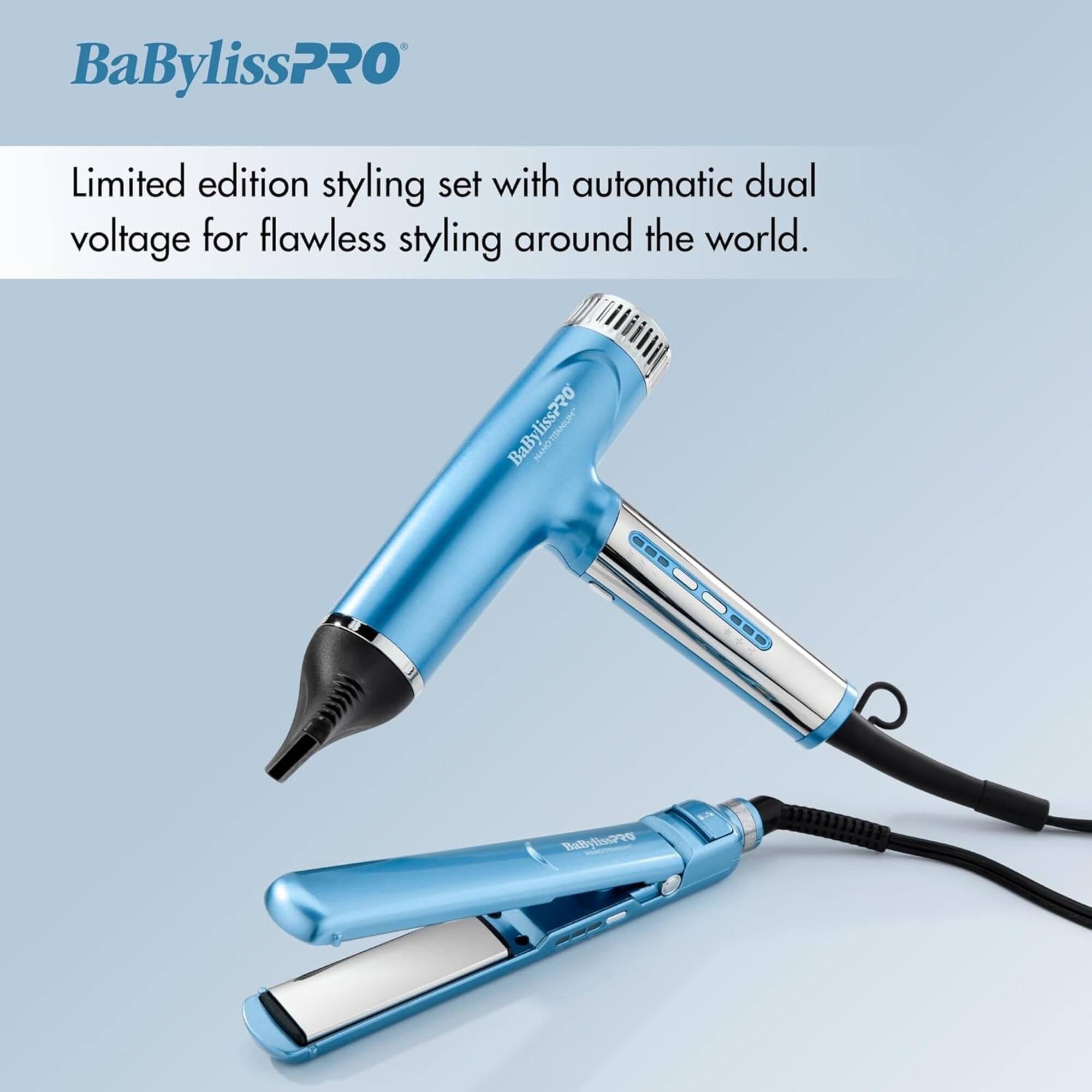BaBylissPRO Limited edition styling set with automatic dual voltage for flawless styling around the world. BaBylissPRO TAU BaBylissPRO NAO mpa.