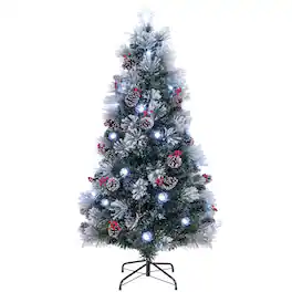 Gymax - 6 FT Flocked Christmas Tree Artificial Xmas Tree w/220 Branch Tips &Pine Needles - Green, White