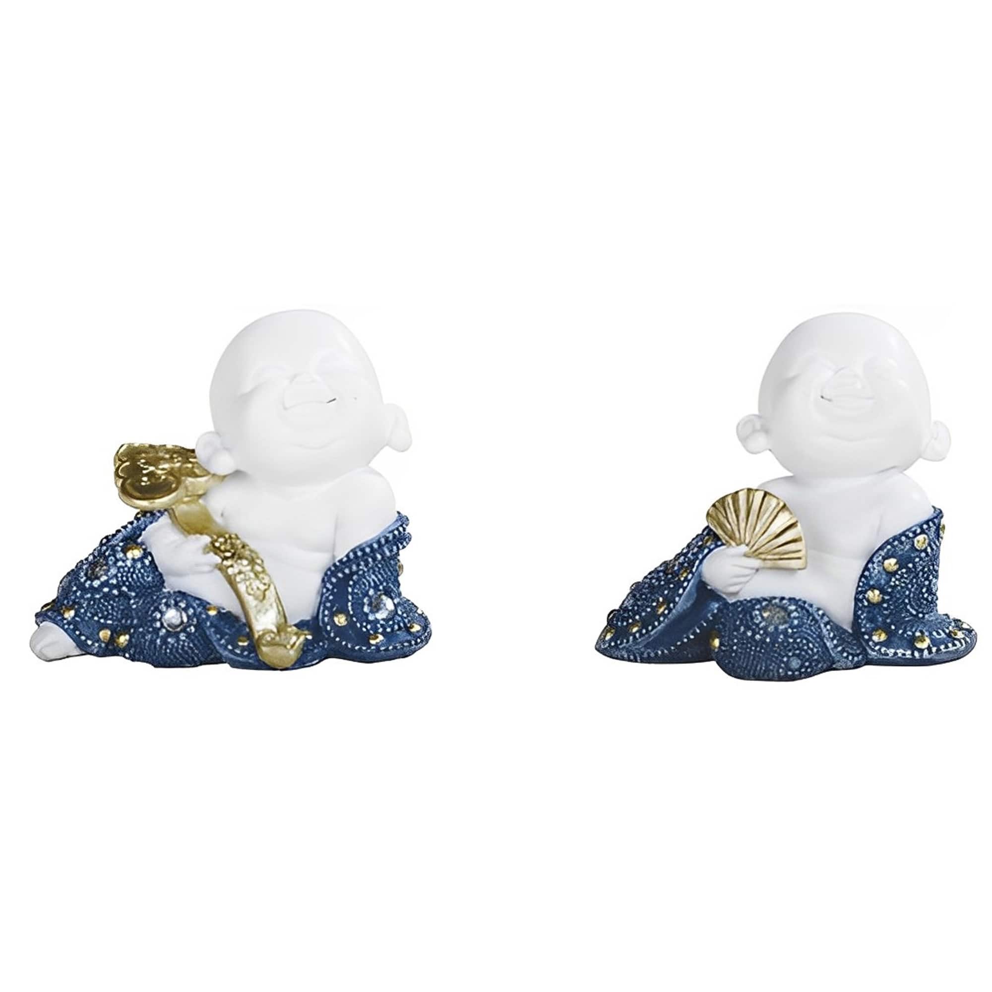 FC Design - 2-PC Little Monk Set 3.5"W Figurine Statue Office Desk Tabletop Home Decor Gift - Multi-Color