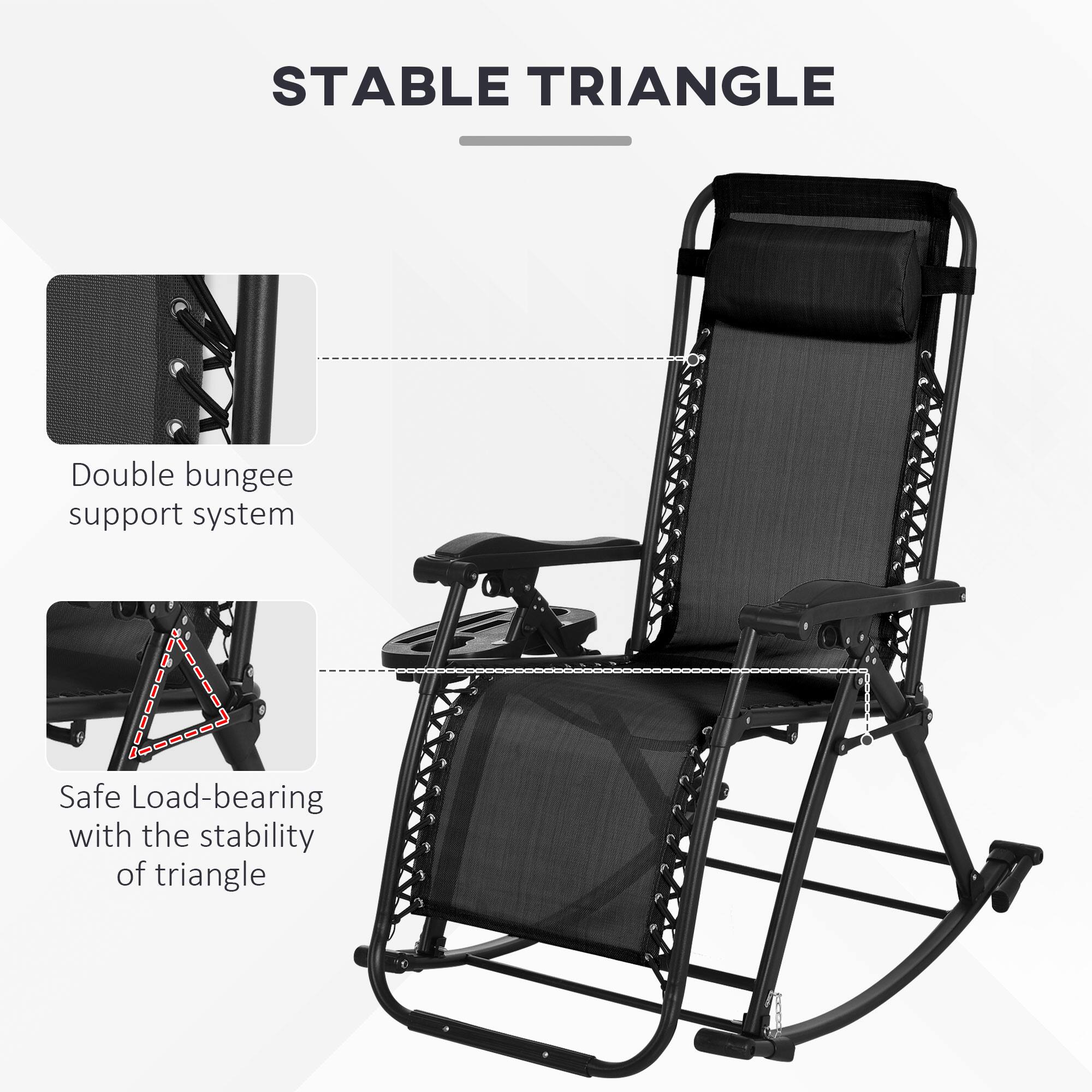 STABLE TRIANGLE

Double bungee support system

Safe Load-bearing with the stability of triangle