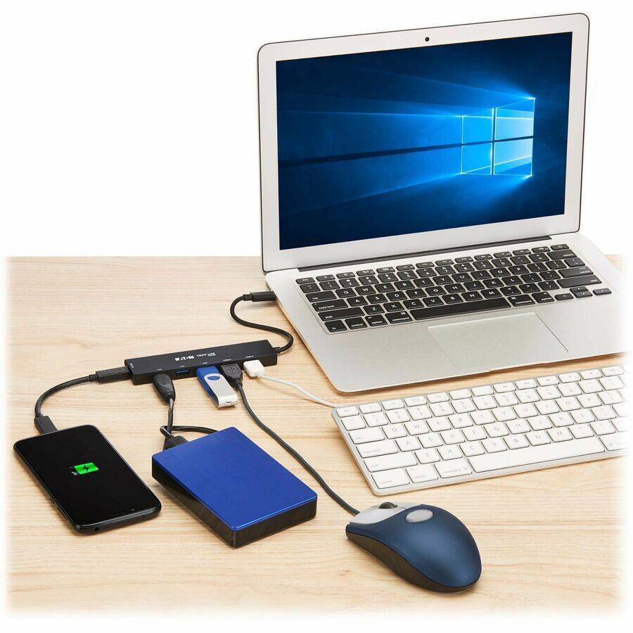 Alt View 2. Tripp Lite - Eaton Tripp Lite Series 6-Port Slim USB Hub, USB 3.2 Gen 2 (10 Gbps) and USB-A 2.0 Hub Ports, USB-C Connector with USB-A.
