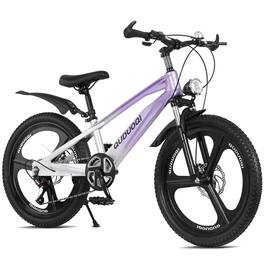 HTUTWOO - 20 Inch Kids Mountain Bike - 7-Speed Bicycle, Magnesium Alloy Frame, One-Piece Wheels,Lightweight Bike for Ages 8-12 - Grayish Purple