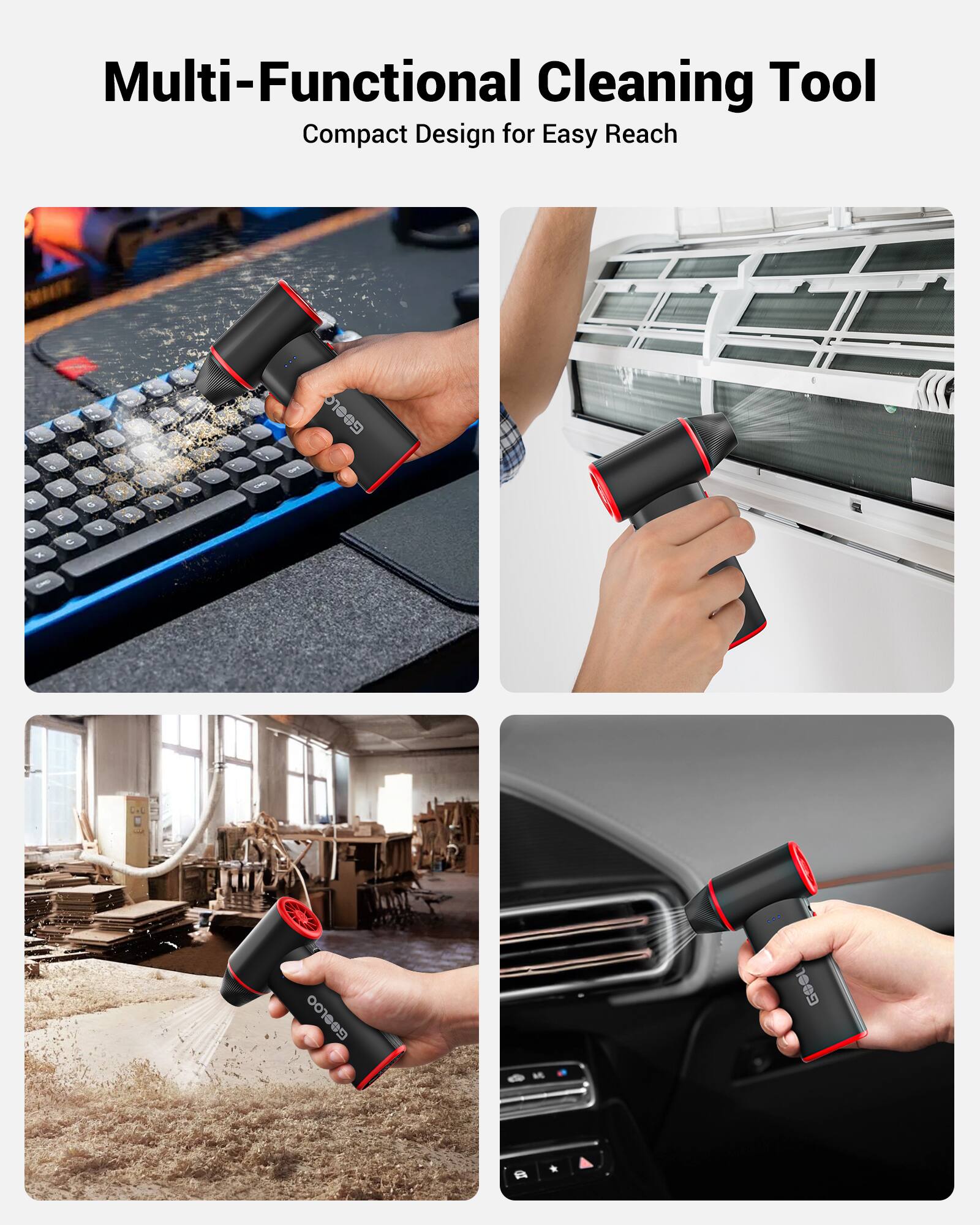 Multi-Functional Cleaning Tool  
Compact Design for Easy Reach